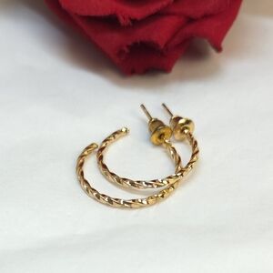 Gold Tone Twist Hoop Earrings Dainty